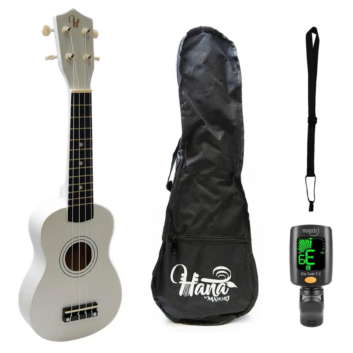 HANA - Full Pack Ukelele Soprano Hana Blanco+Clip+Strap. Allegro