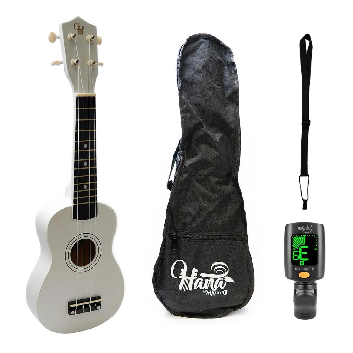HANA - Full Pack Ukelele Soprano Hana Blanco+Clip+Strap. Allegro