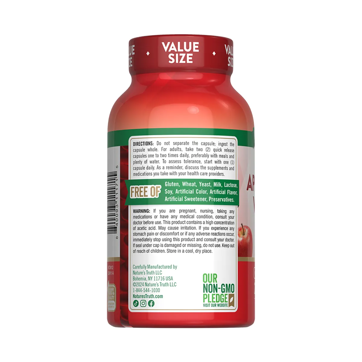 NATURE'S TRUTH - Vinagre de Manzana 1200mg 200 Capsulas NATURE'S TRUTH