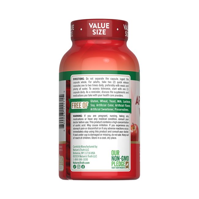 NATURE'S TRUTH - Vinagre de Manzana 1200mg 200 Capsulas NATURE'S TRUTH