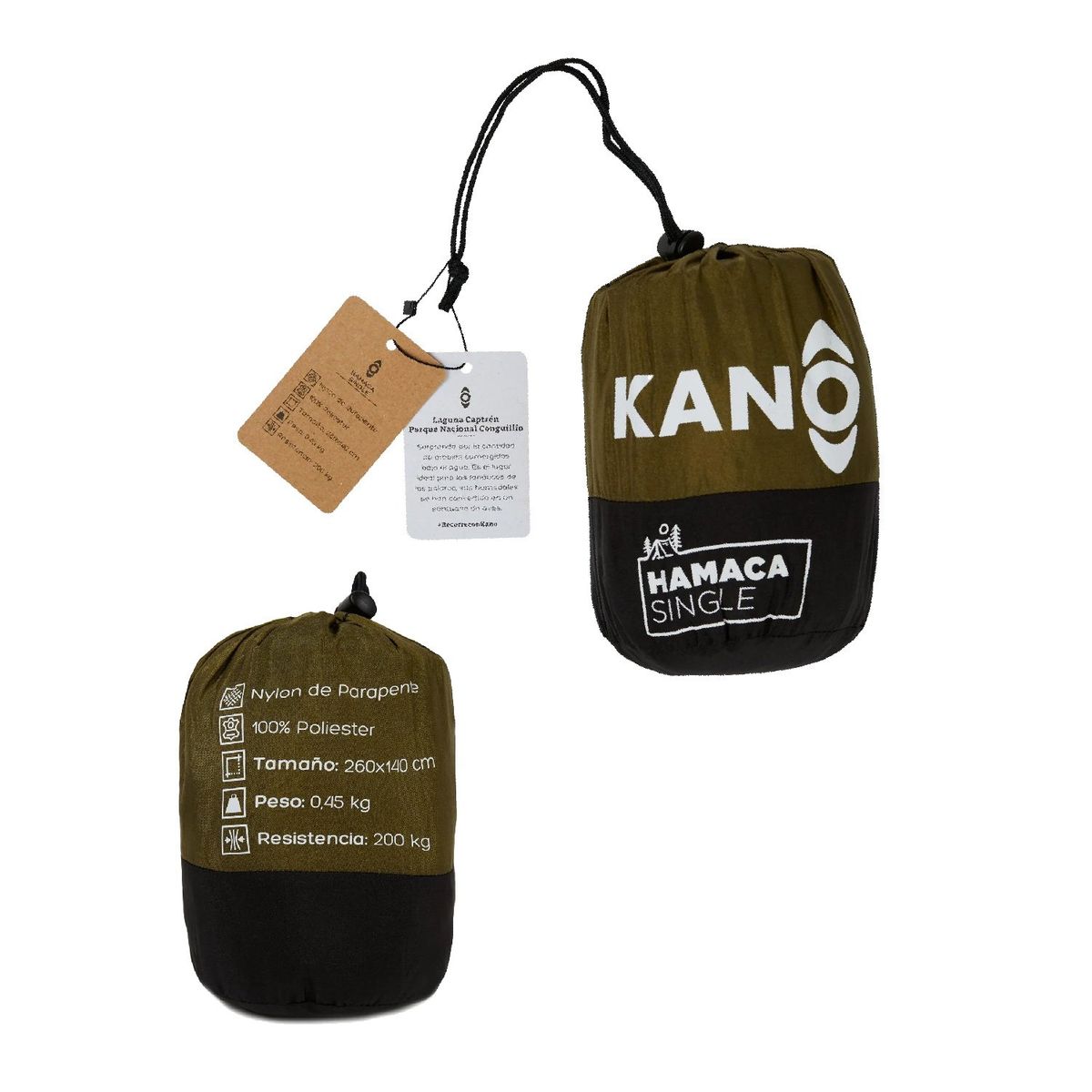 KANO - Hamaca Single Tolhuaca Portatil Para Camping Kano