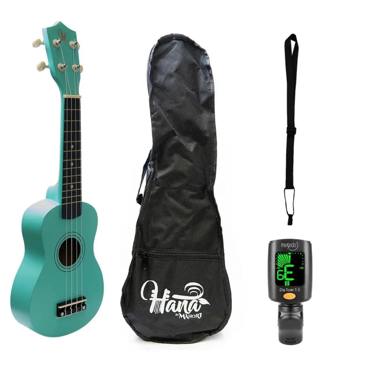 HANA - Pack Ukelele Soprano Hana verde+Funda+Afinador+Strap Allegro