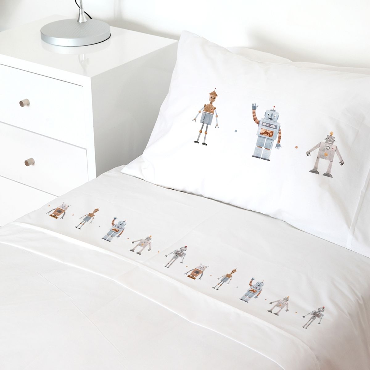 TUYO PRINT - Juego de Sábanas 1 Plaza  Robot