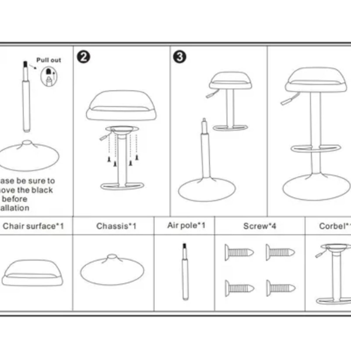OFERTABKN - Silla Piso Bar Altura Regulable Taburete Negro