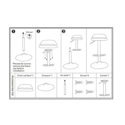 Imagen 2 del producto Silla Piso Bar Altura Regulable Taburete Negro