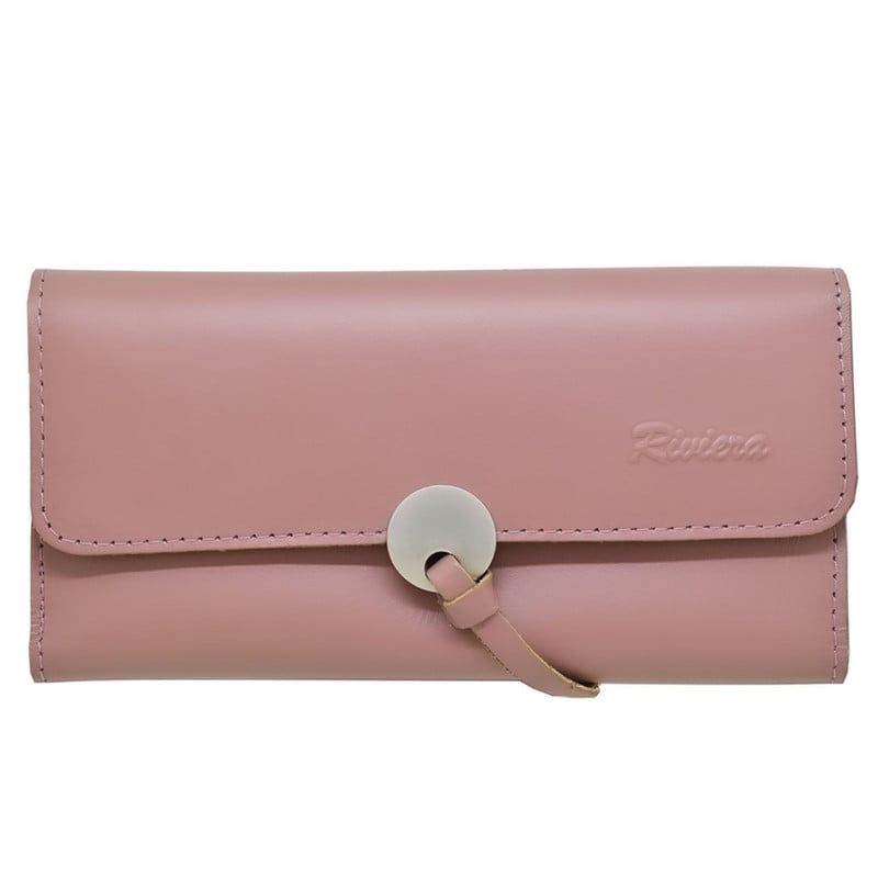 RIVIERA - Billetera de mujer Cuero Genuino Color Rosa