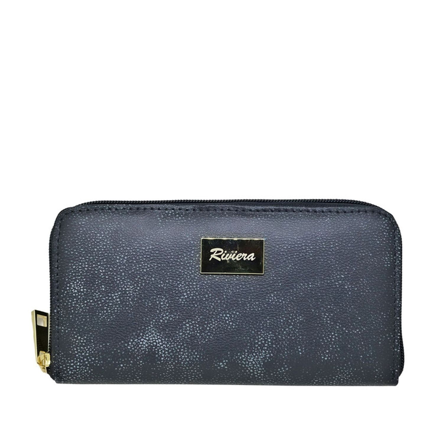 RIVIERA Billetera mujer Cuero Natural Genuino Negro