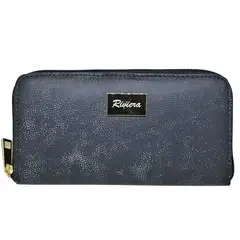 RIVIERA - Billetera mujer Cuero Natural Genuino Negro