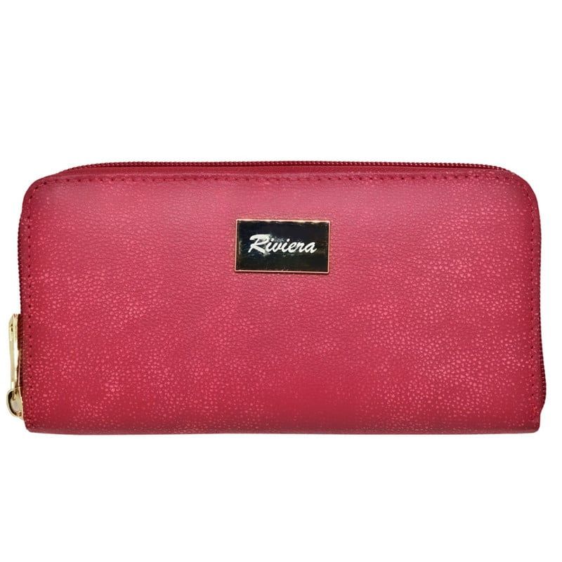RIVIERA - Billetera de mujer  Cuero Natural Genuino Rojo