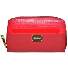 RIVIERA - Billetera mujer Cuero Natural Genuino Rojo