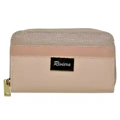 RIVIERA - Billetera de mujer Cuero Natural Genuino Nude