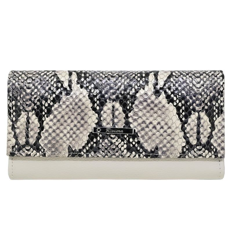 RIVIERA - Billetera de mujer Cuero Natural Genuino Beige