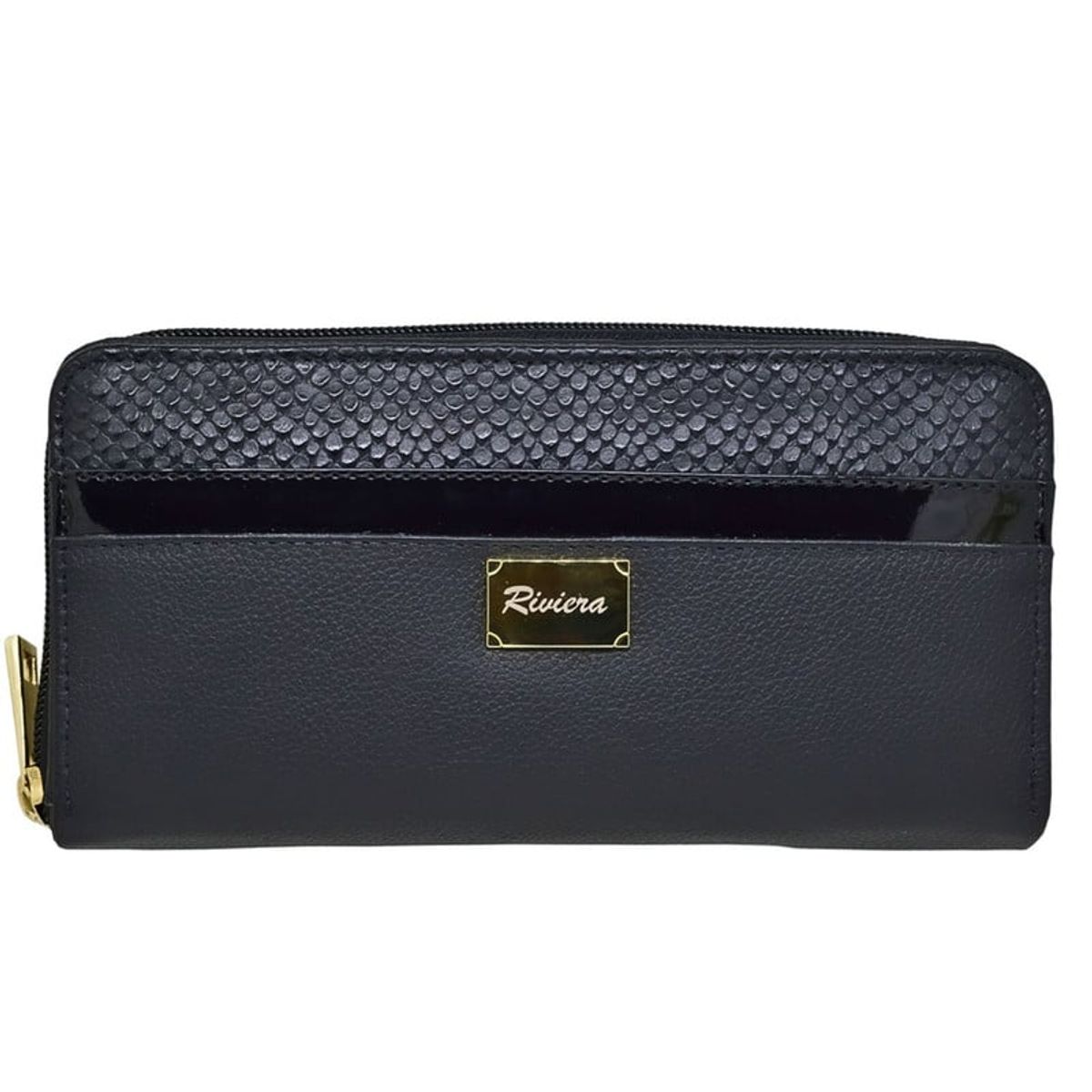 RIVIERA - Billetera de mujer  Cuero Natural Genuino Negro