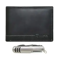 RIVIERA - Pack de hombre Billetera-Cortapluma Cuero Genuino