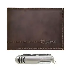 RIVIERA - Pack de hombre Billetera-Cortapluma Cuero Genuino
