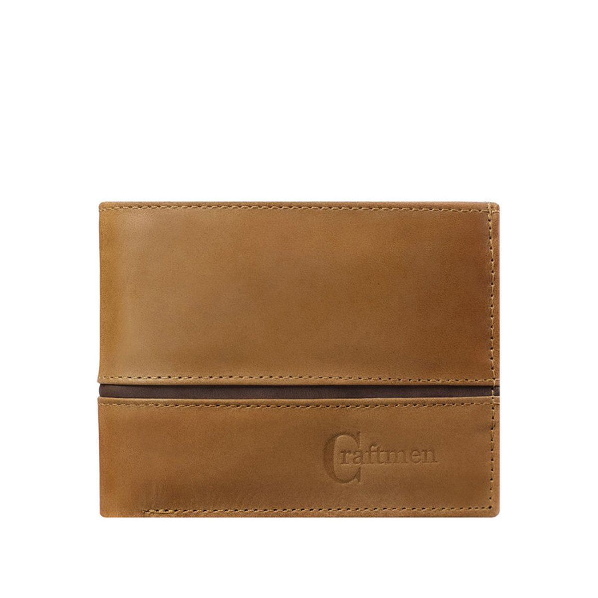 CRAFTMEN - Billetera hombre 100% cuero natural beige café Craftmen