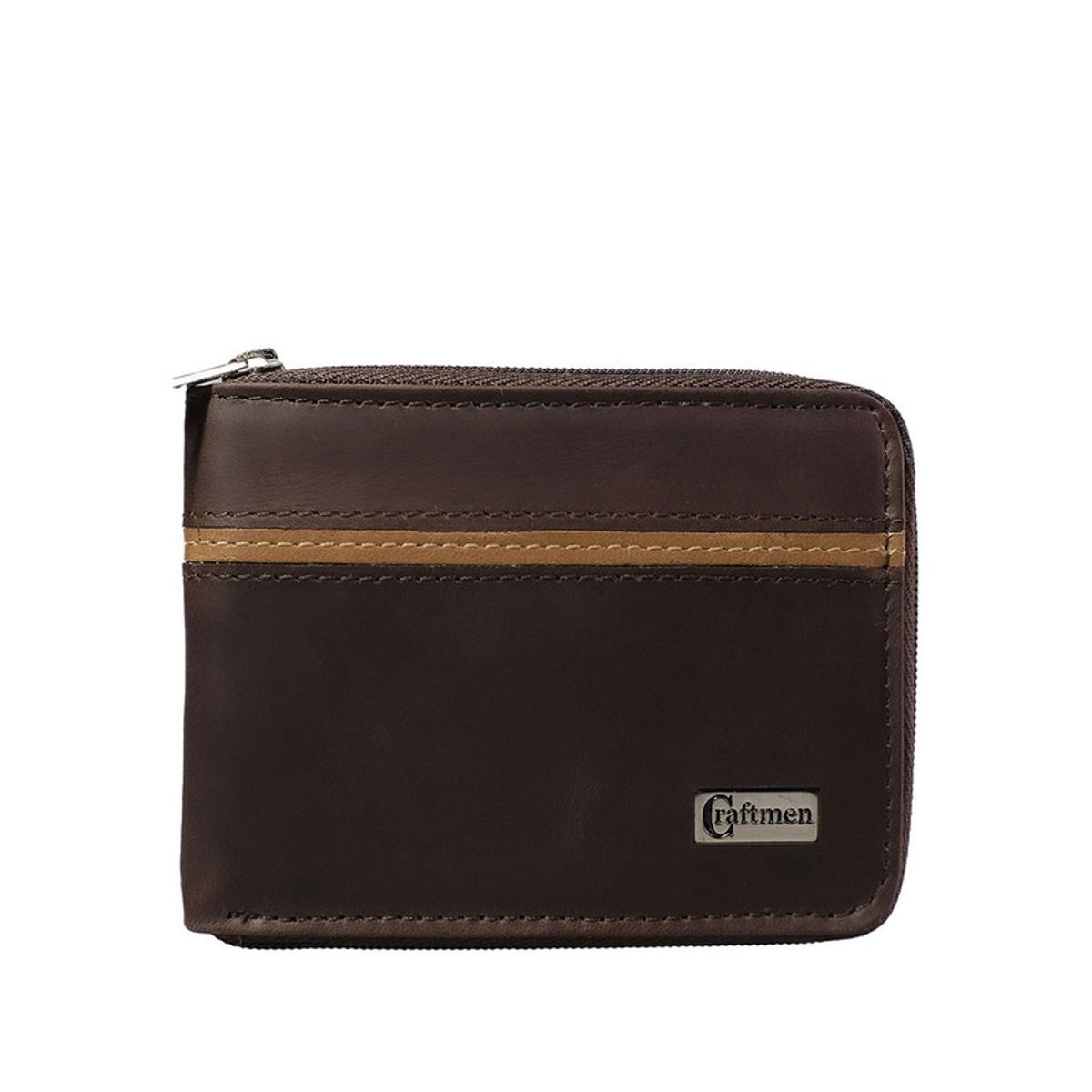 CRAFTMEN - Billetera Hombre con cierre 100% cuero natural  Café Craftmen