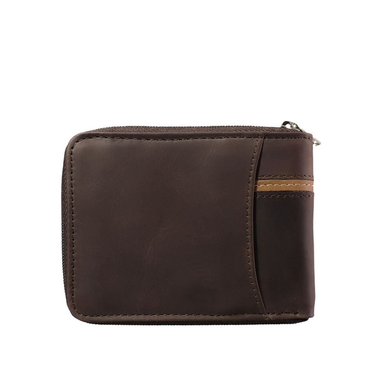 CRAFTMEN - Billetera Hombre con cierre 100% cuero natural  Café Craftmen