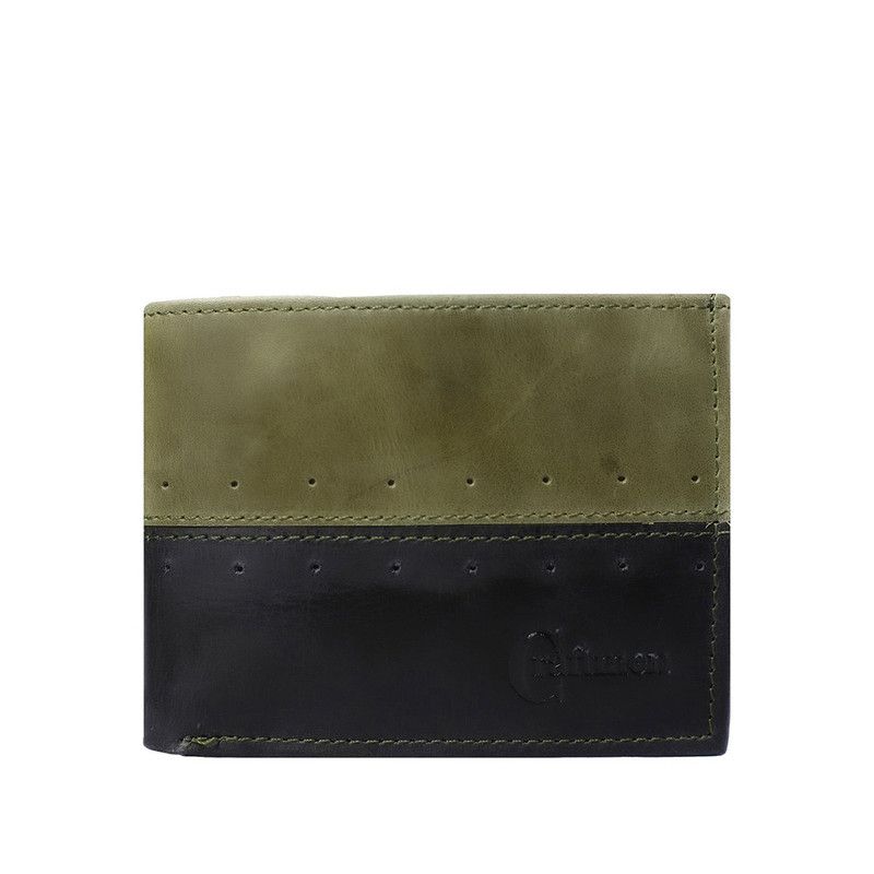 CRAFTMEN - Billetera hombre cuero natural verde negro Craftmen