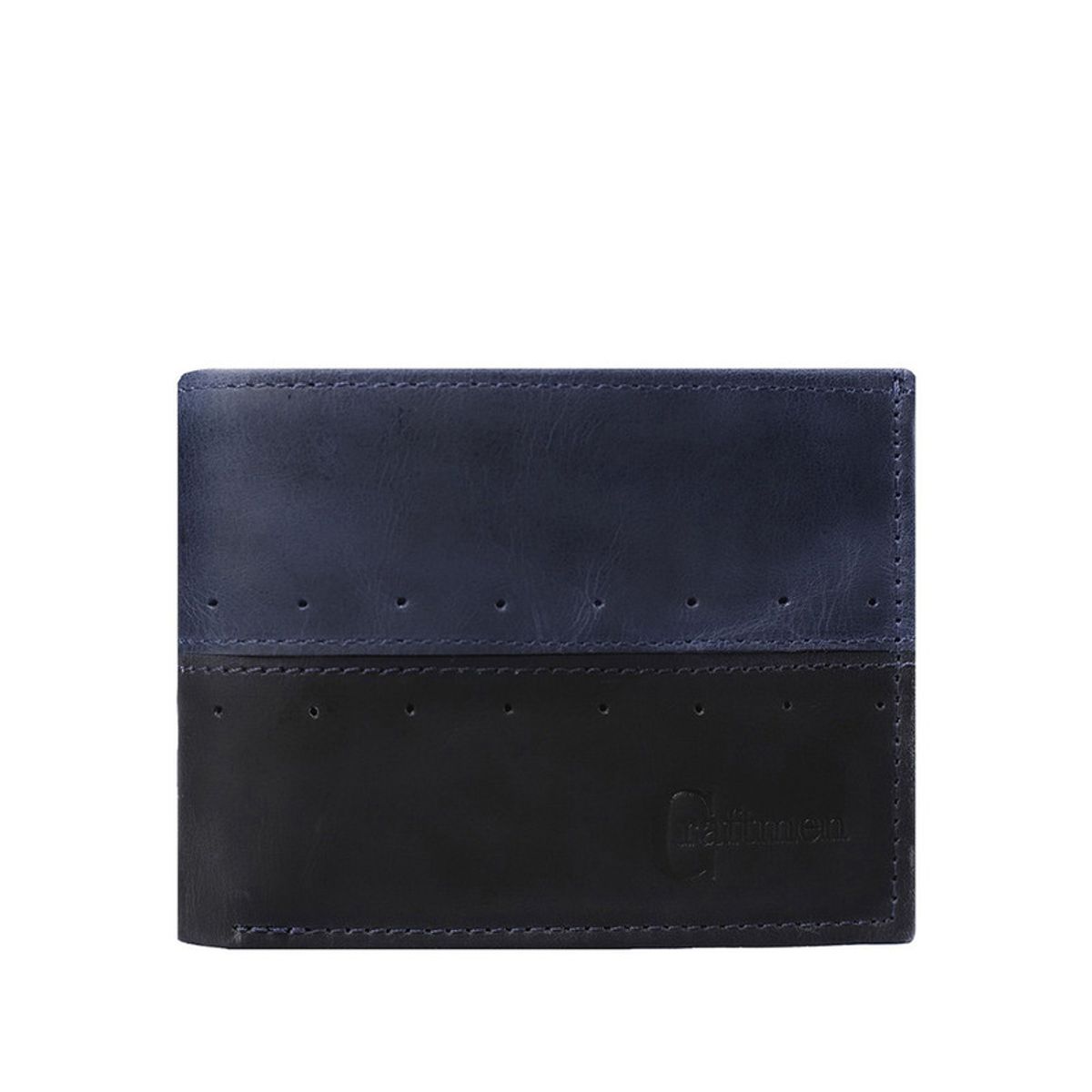 CRAFTMEN - Billetera de hombre cuero natural azul negro Craftmen