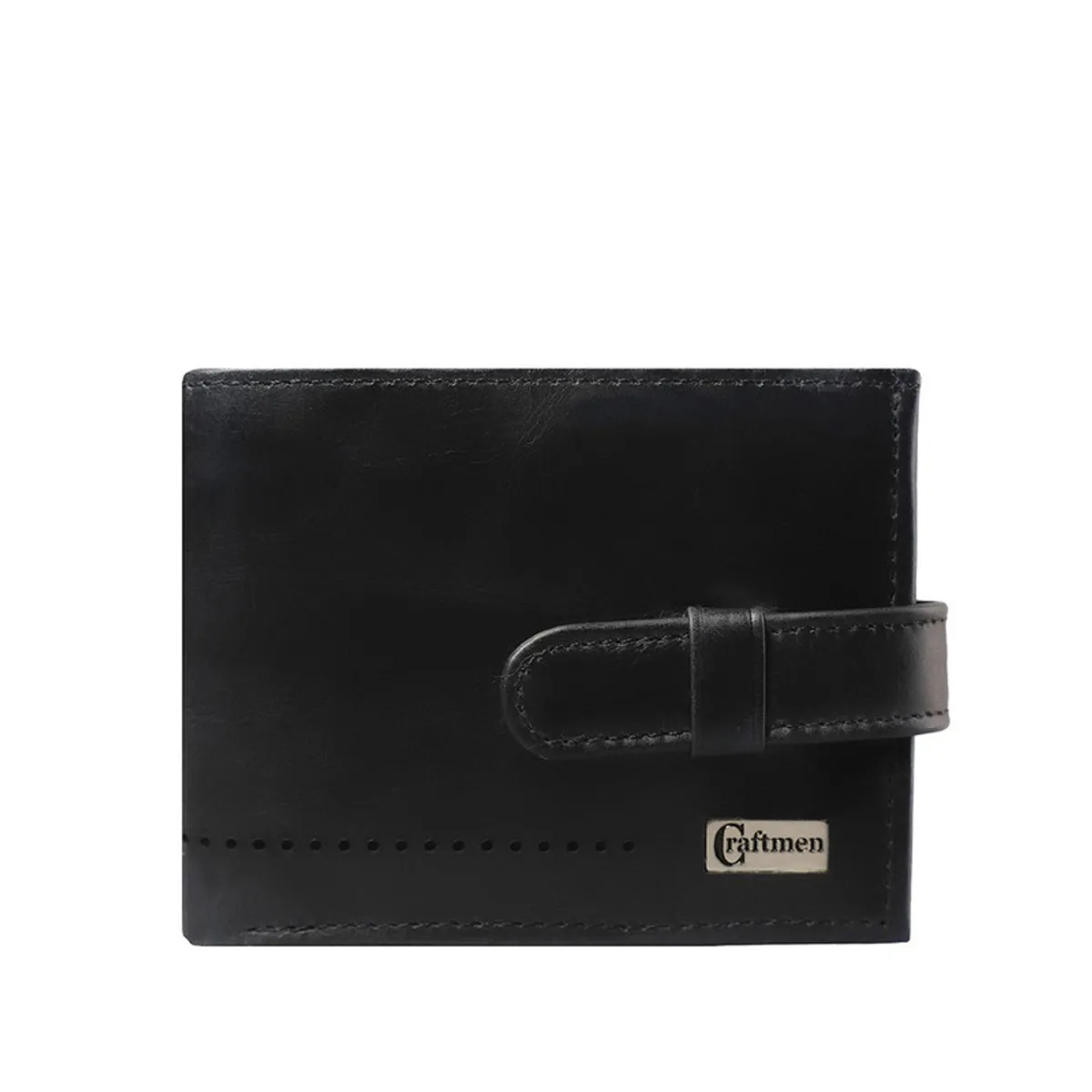 CRAFTMEN - Billetera con lengueta 100% cuero natural  negro Craftmen