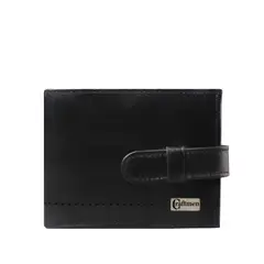 CRAFTMEN - Billetera con lengueta 100% cuero natural negro