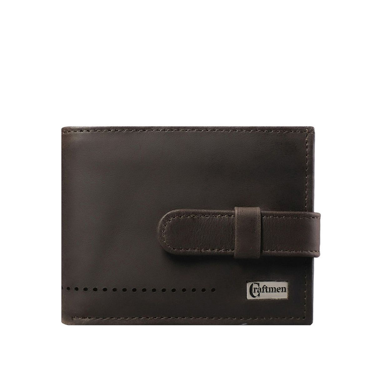CRAFTMEN - Billetera con lengueta 100% cuero natural café Craftmen