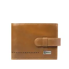 CRAFTMEN - Billetera con lengueta 100% cuero natural café