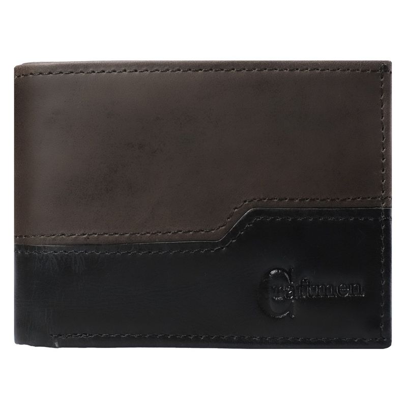 CRAFTMEN - Billetera de hombre cuero natural Negro-Café Craftmen