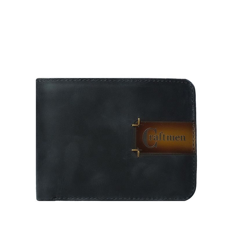 CRAFTMEN - Billetera hombre 100% cuero natural negro Craftmen