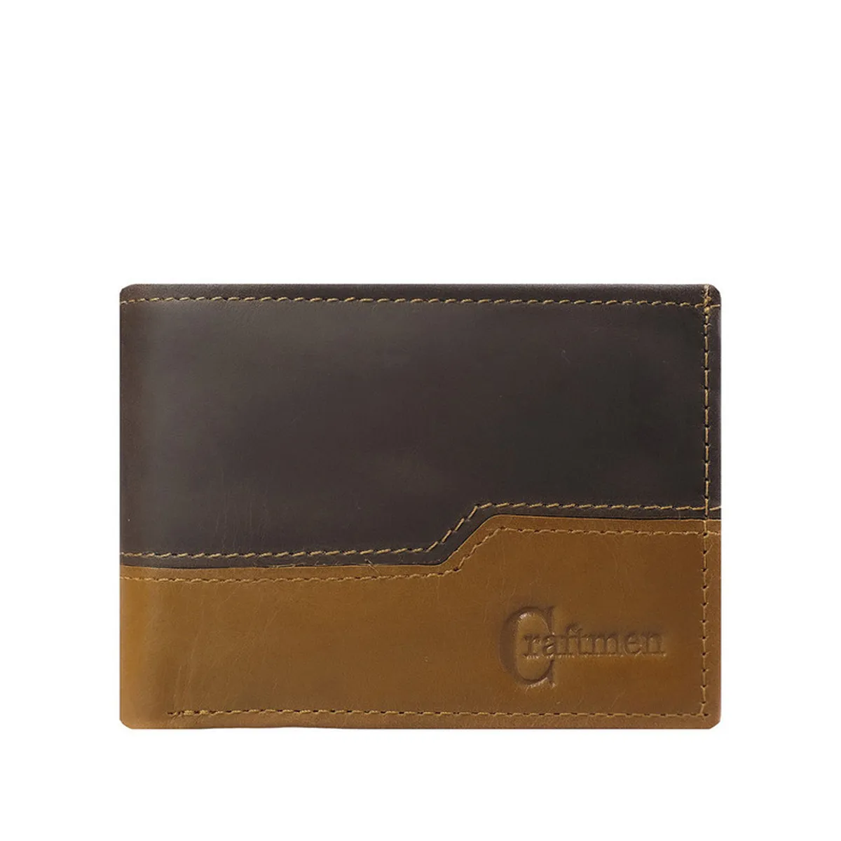 CRAFTMEN - Billetera hombre 100% cuero natural café Craftmen