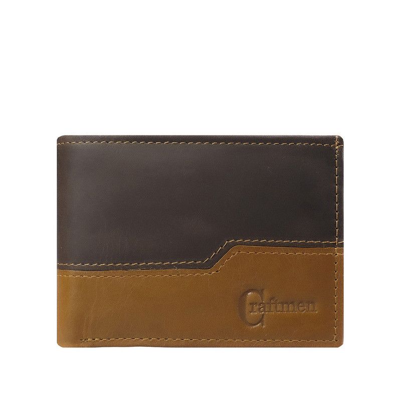CRAFTMEN - Billetera hombre 100% cuero natural café Craftmen