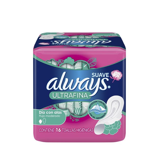 ALWAYS - Toalla femenina Always día suave ultrafina con ala 16 un.