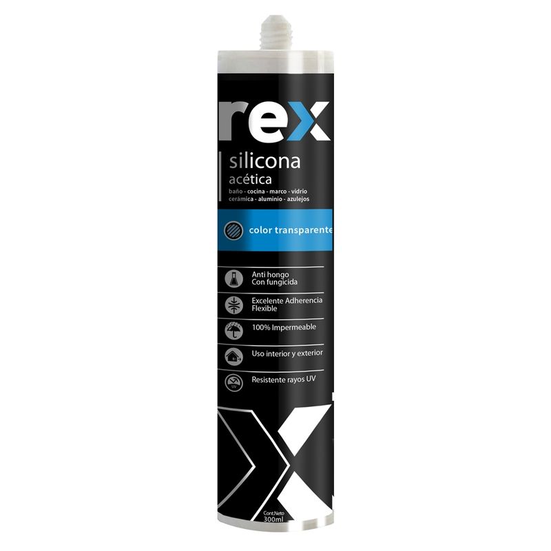 GENERICO - Silicona Acética Rex Transparente Fungicida Cartucho 300ml