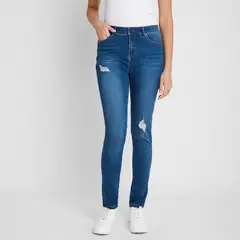 CURVI - Jeans Pitillo 5 Bolsillos Con Roturas Mujer
