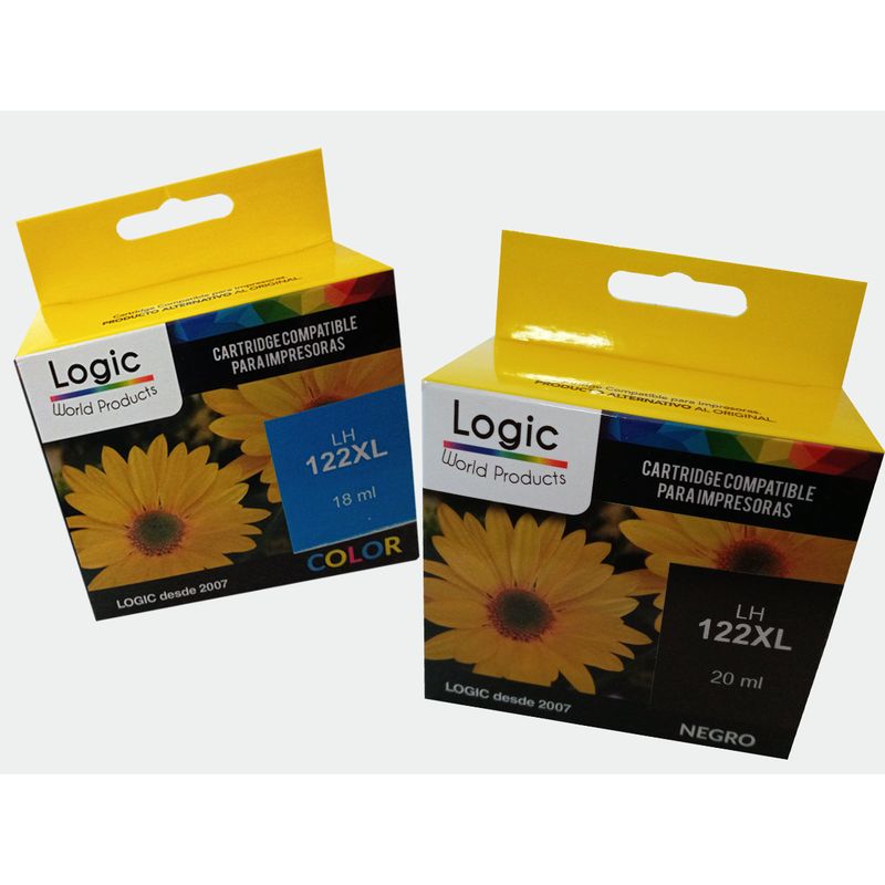 LOGIC - Pack 2 Cartuchos Alternativos H-122 XL Negro Y Color