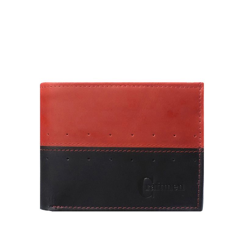 CRAFTMEN - Billetera hombre cuero natural rojo negro  Craftmen