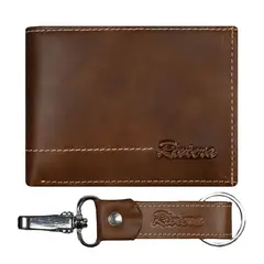 RIVIERA - Pack Billetera-Llavero de hombre Cuero natural