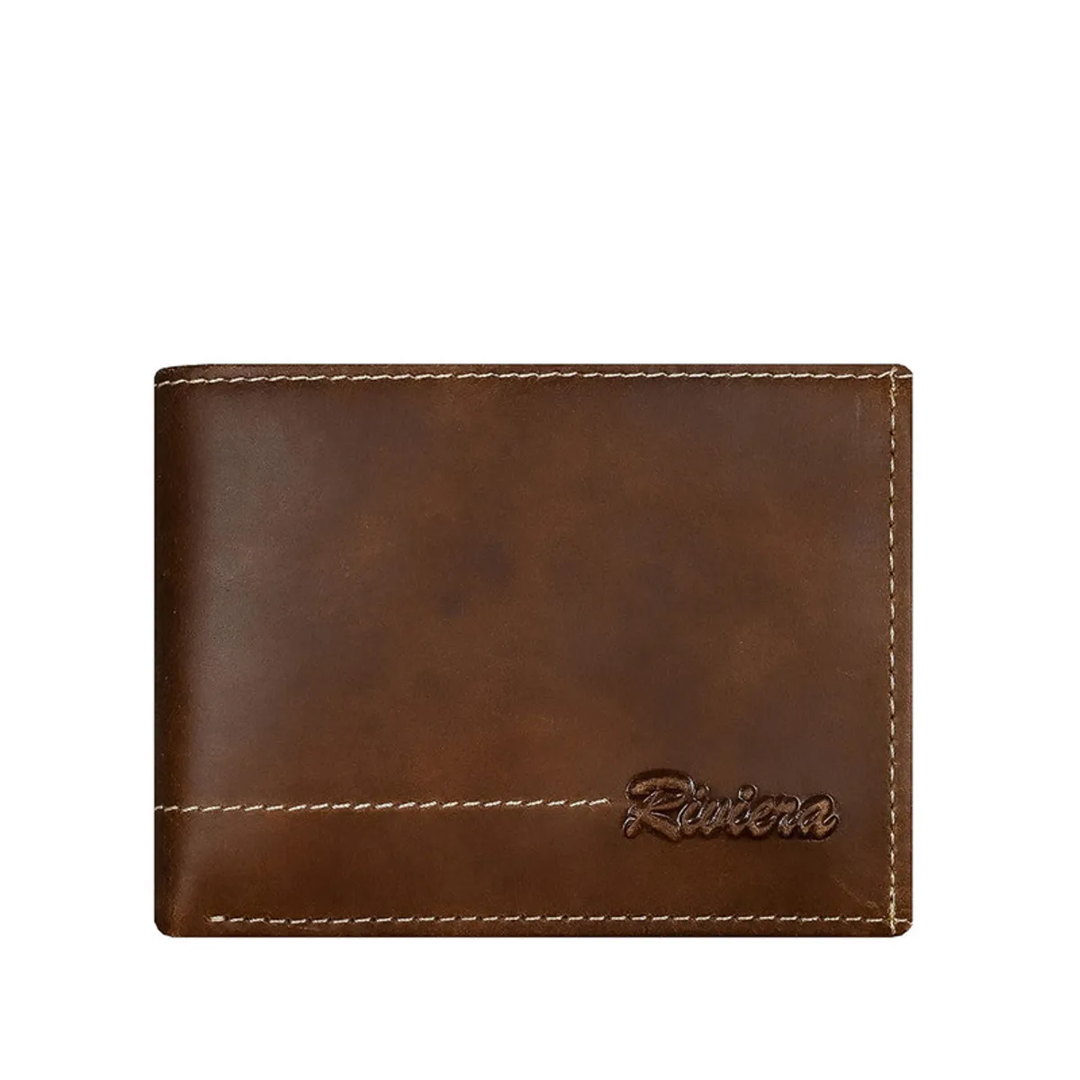 RIVIERA - Pack Billetera-Llavero de hombre Cuero natural café Riviera