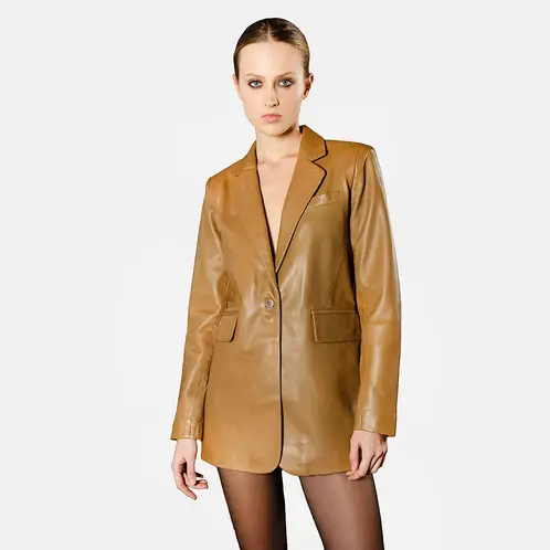 AMEN LEATHER - Chaqueta de Cuero Hime Blazer Camel Amen