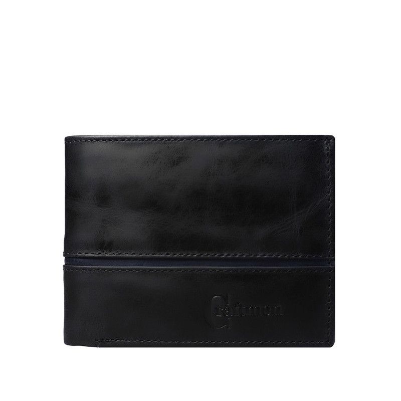 CRAFTMEN - Billetera hombre 100% cuero natural negro azul Craftmen