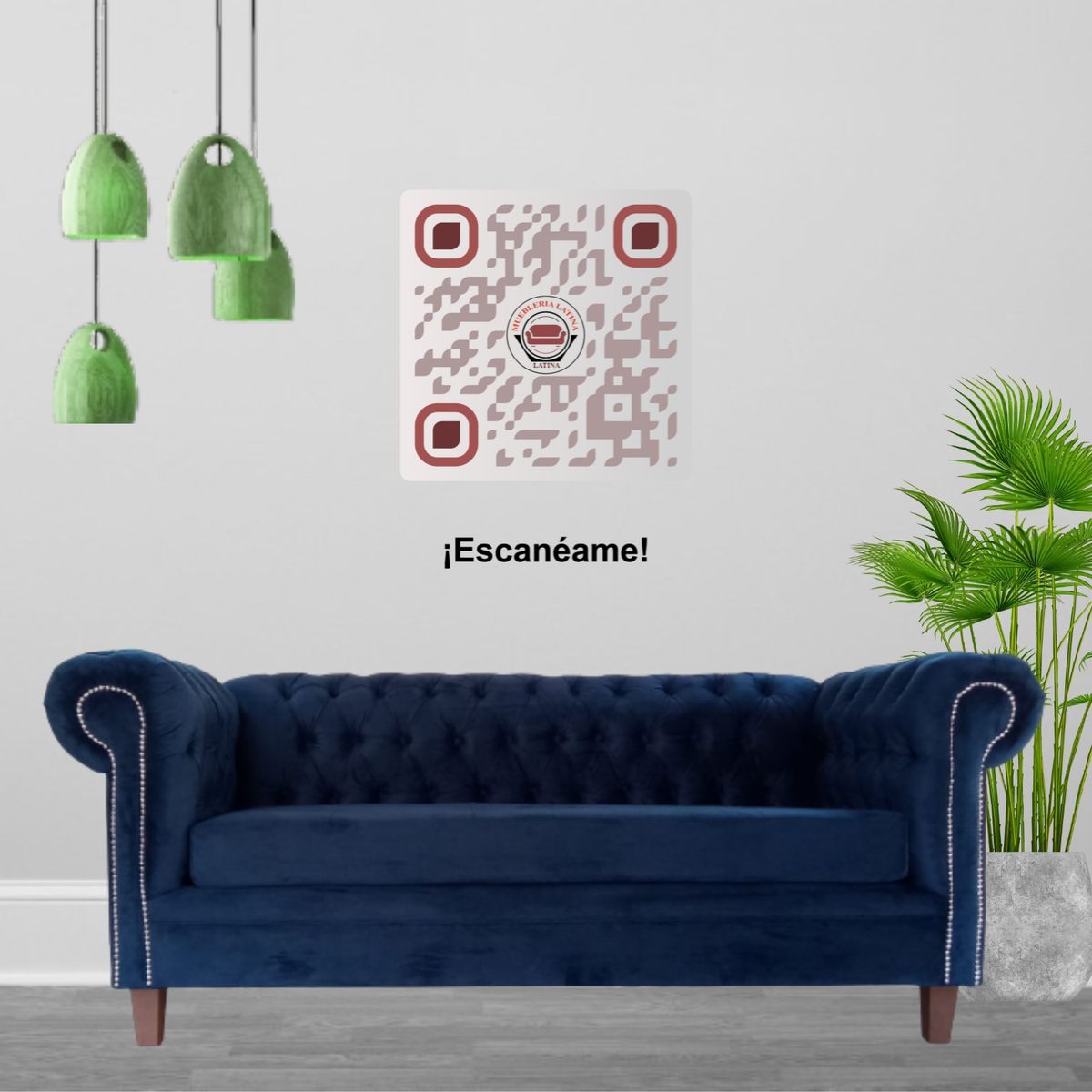 MUEBLERIA LATINA - SOFA FELPA 3 CUERPOS CHESTERFIELD CAPITONE BRABANTE AZUL