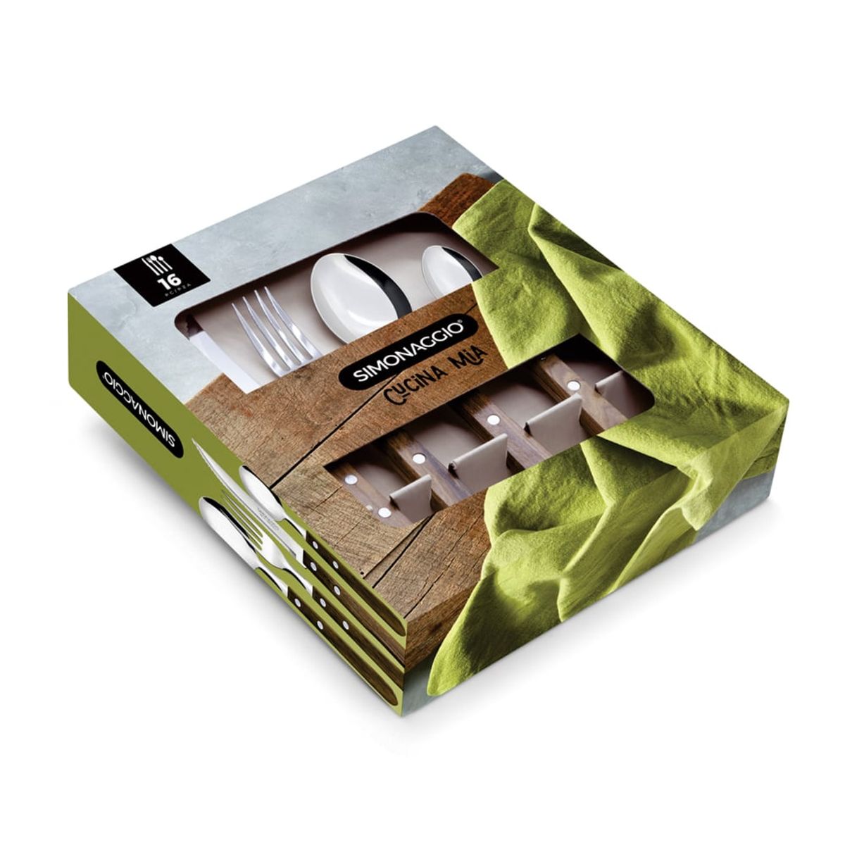 GENERICO - Set de cubiertos simonaggio madera Cucina mia 16 piezas