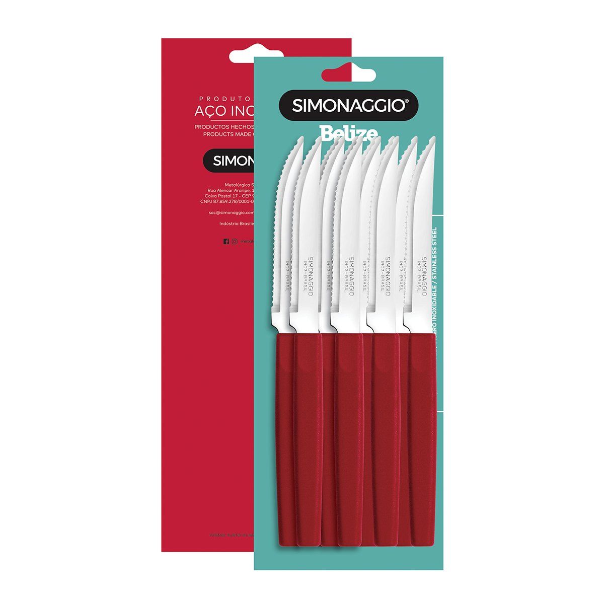 GENERICO - Set cuchillos carnicero Simonaggio Belize 12 piezas roja