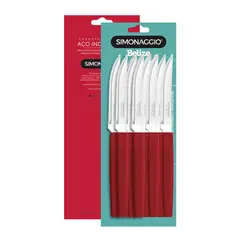 GENERICO - Set cuchillos carnicero Simonaggio Belize 12 piezas roja
