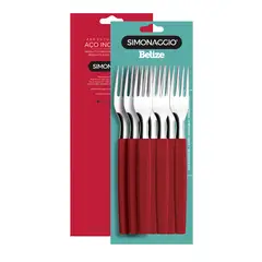GENERICO - Set tenedores de mesa Simonaggio belize 12 piezas rojo