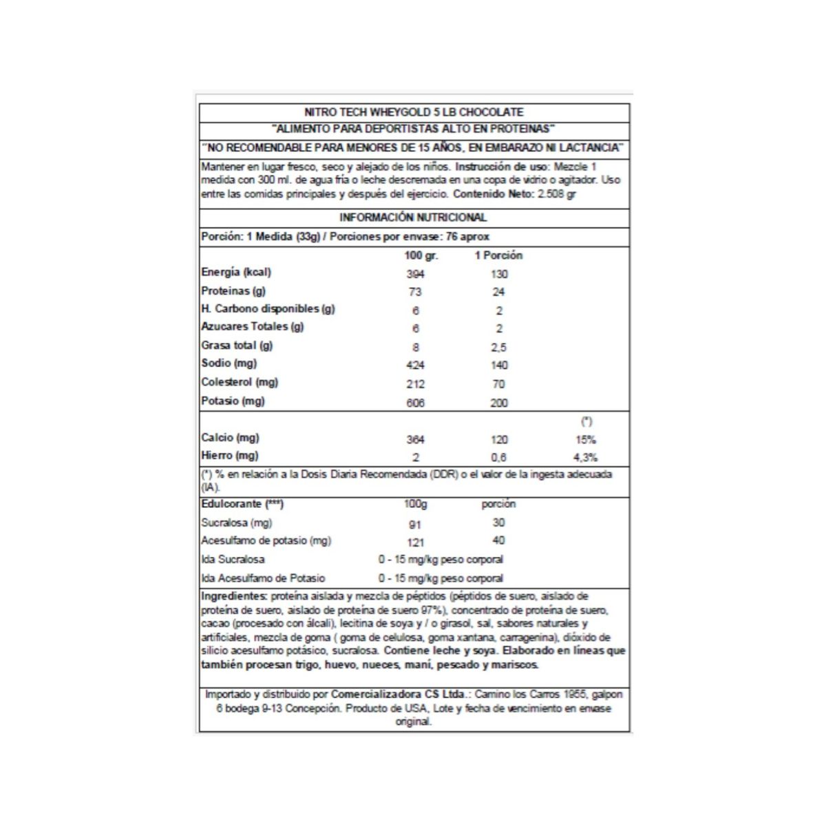 MUSCLETECH - Nitro Tech 100% Whey Gold 5lbs  69 Servicios CHOCOLATE  - Muscletech