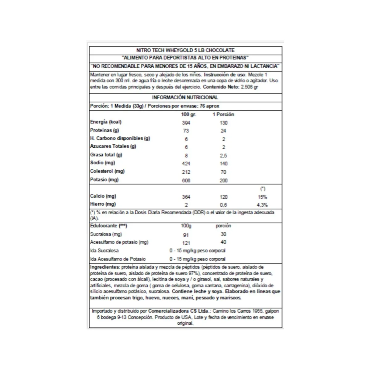 MUSCLETECH - Nitro Tech 100% Whey Gold 5lbs  69 Servicios CHOCOLATE  - Muscletech