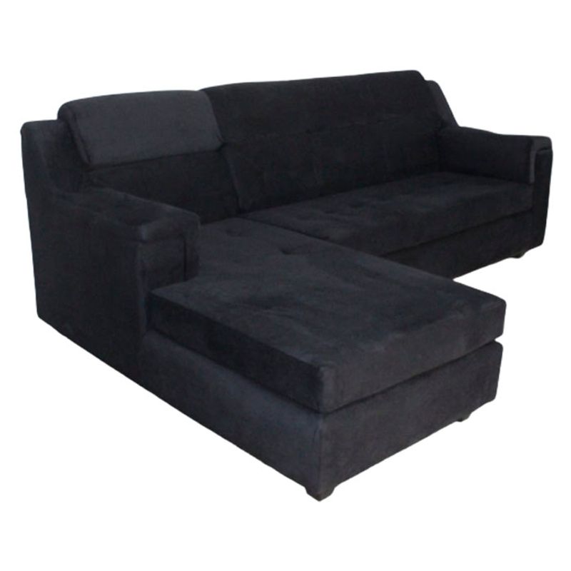 MUEBLERIA LATINA - SECCIONAL FELPA FORTUNE NEGRO IZQUIERDO
