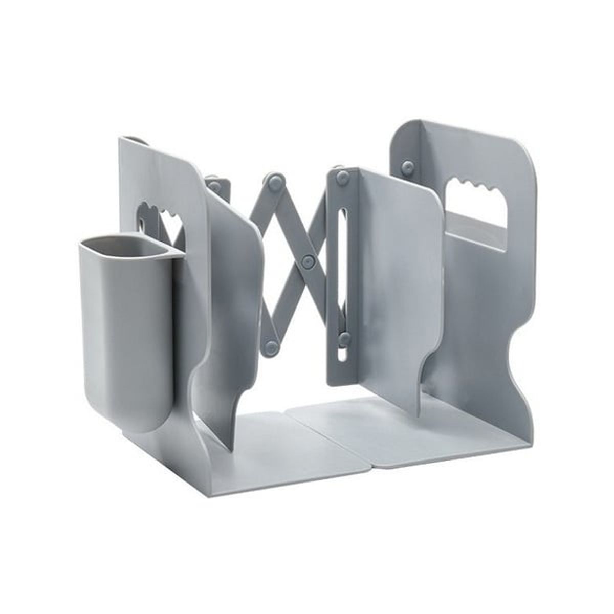 CRUSEC - Estante Organizador Soporte Libros Ajustable Con Portalápice Gris